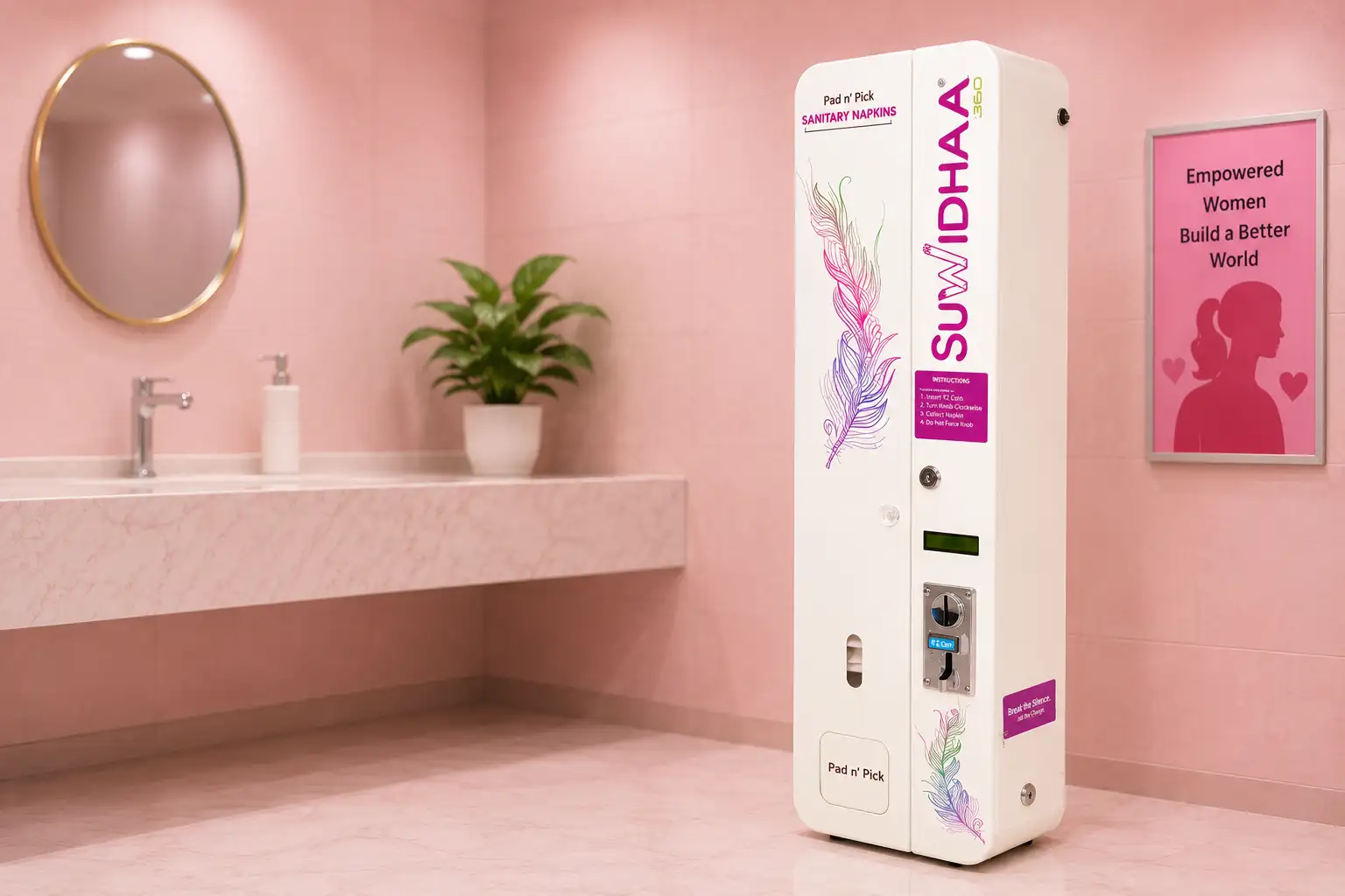 Sanitary Napkin Vending Machine installed in a school washroom