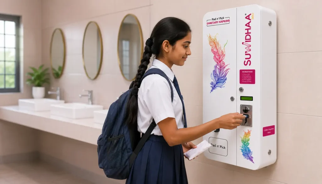 CSR hygiene infrastructure with sanitary napkin vending machines in school