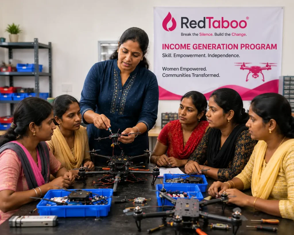 Women learning income generation skills through RedTaboo